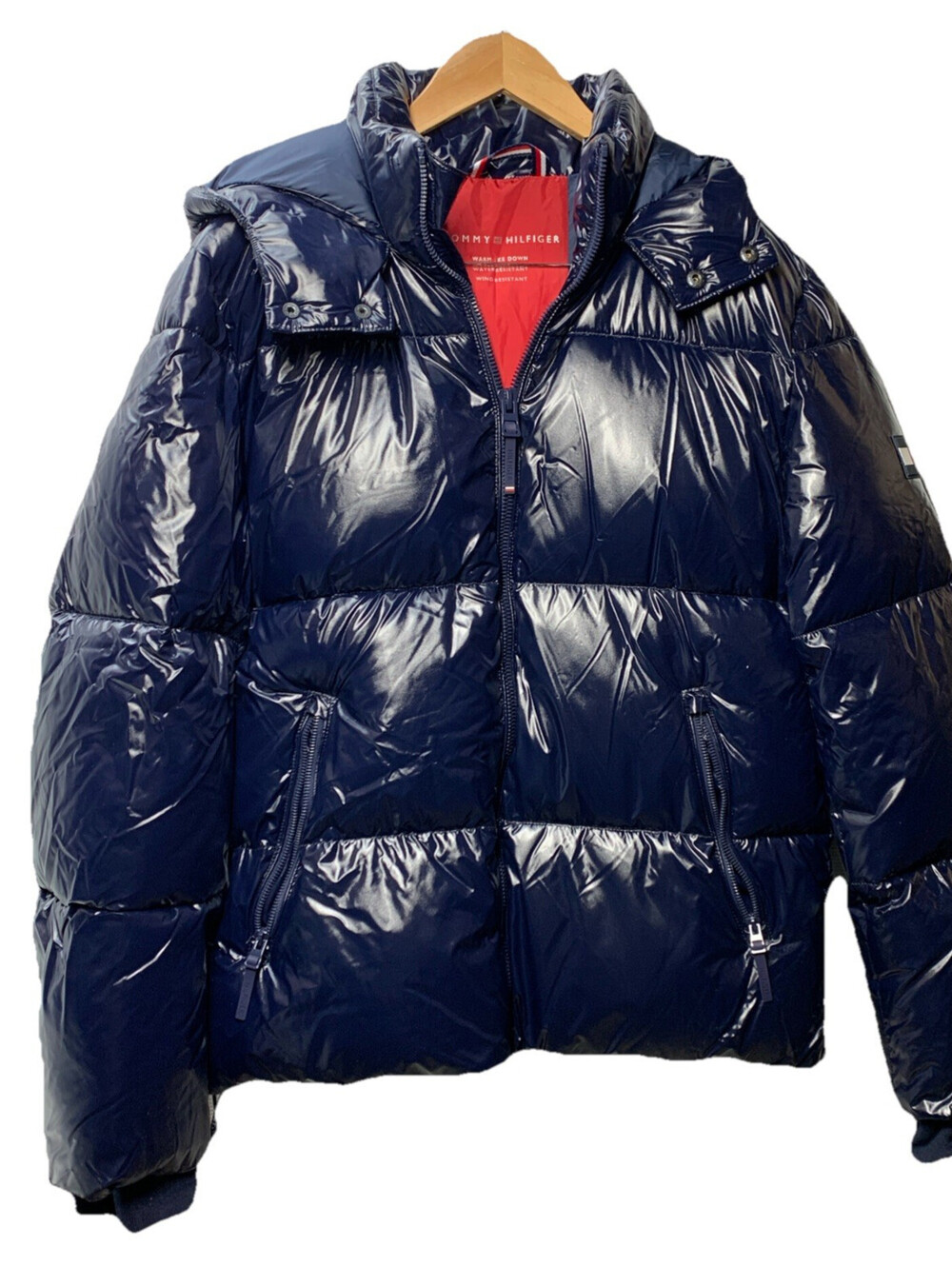 Tommy Hilfiger Men's Hooded Mid-Length Puffer Jacket Long Sleeve w/Pockets Small